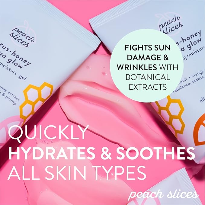 Peach Slices - Citrus-Honey Aqua Glow Moisturizer (3.04 oz) - Hydrating Moisture-Gel - Rebalance, Soothe, & Nourish - Grapefruit, Orange, Honey Extract - Vegan, Cruelty Free, Korean Skin Care & Beauty