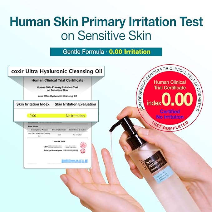 coxir ULTRA HYALURONIC CLEANSING OIL-Hydrating Korean Oil Cleanser for Makeup & Blackheads, Multi-Layer Hyaluronic Acid |Vegan Formula for All Skin Types, Non-Comedogenic Face Cleanser | 5.07 fl oz