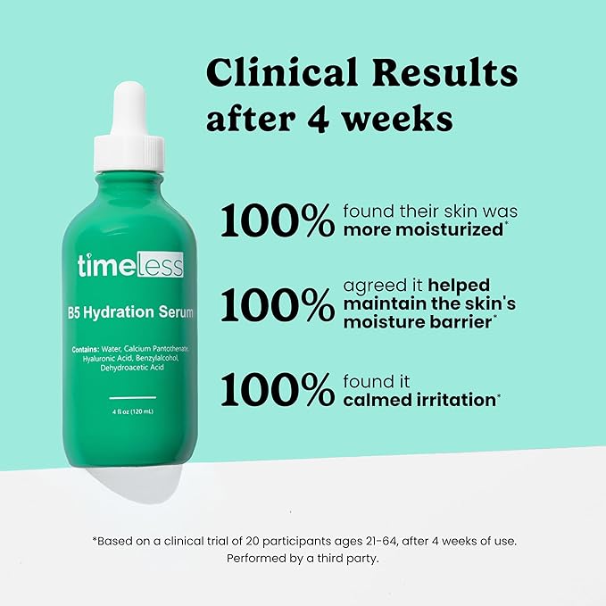 Timeless Skin Care Vitamin B5 Serum - Hydrating Face Serum with Hyaluronic Acid - Oil-Free - for Oily Skin - Fragrance-Free - 4 oz