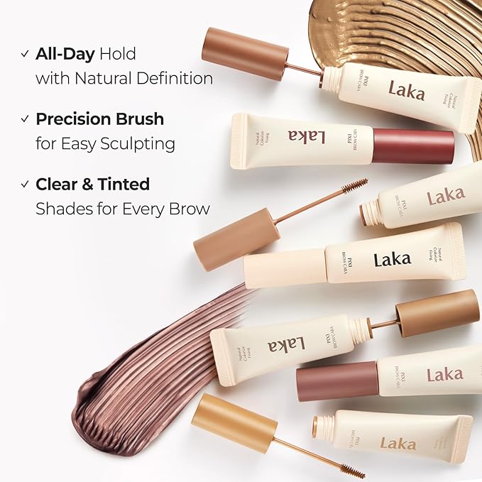 Laka Pixi Eyebrow Mascara 8g/0.28oz., Eyebrow Gel to Fix and Shape Brows, Clump-Free, Brow Fixer with Slim Precision Brush, Vegan, K-Beauty (03 Chestnut)