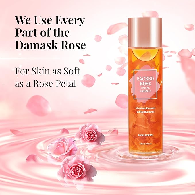 K BEAUTY SACRED ROSE FACIAL ESSENCE Face Brightening Serum Infused with Rose Water and 6 Types of Hyaluronic Acid Serum for Face Provides Intense Hydration for Fresh, Dewy Look