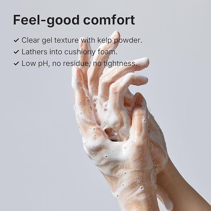 pH Balanced Gel Cleanser, Hydrating Korean Foaming Face Wash with Algae11 & Kelp Powder, Gentle Deep Cleanser for Oily or Sensitive Skin, Non-Comedogenic K-Beauty, 100ml / 3.38 fl.oz.
