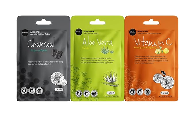 Celavi Essence Facial Sheet Face Mask Variety Set Classic Authentic Korean Moisturizing Skincare (12-Packs)