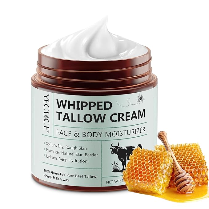 Tallow and Honey Balm, Natural Face Moisturizer with Beef Tallow, Deep Hydrating Nourishment, 4.2 oz