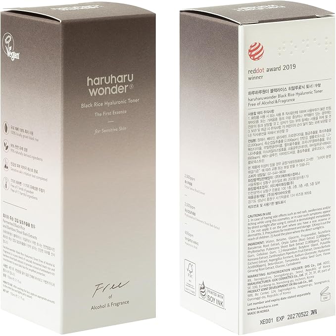 haruharu Wonder Black Rice Hyaluronic Toner for Sensitive Skin, Alcohol Free, Fragrance Free, Deep Hydration, Glass Skin, Korean Skincare, Vegan, Cruelty-Free, 5.1 fl.oz