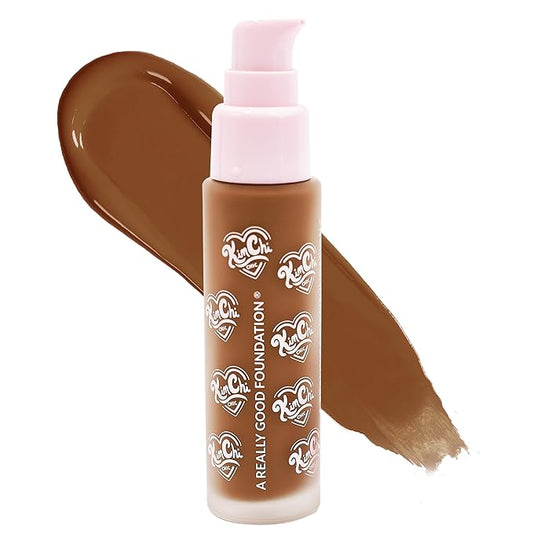 KimChiChic Beauty A Really Good Foundation | Medium to Full Coverage Makeup | Long-Lasting, Lightweight Hydrating Formula | Vegan & Cruelty-Free, 1.0 fl. oz, 134D Deep + Warm Golden Undertones