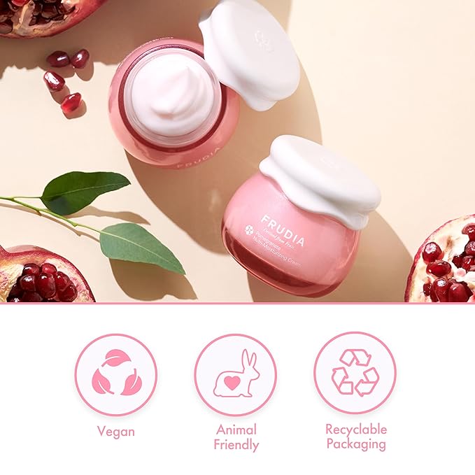 FRUDIA Pomegranate Nutri-Moisturizing Face Cream (0.35 oz) - Anti-Aging and Firming Korean Face Moisturizer w/63% Pomegranate Extract, BL-FILL UP & Vegan Collagen | Vegan & Cooling