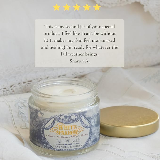 Organic Grass Fed Tallow Balm - (Lavender & Honey) Organic Tallow from Grass Fed Cows & All Organic ingredients. For Face and Body. (2.0 oz)…