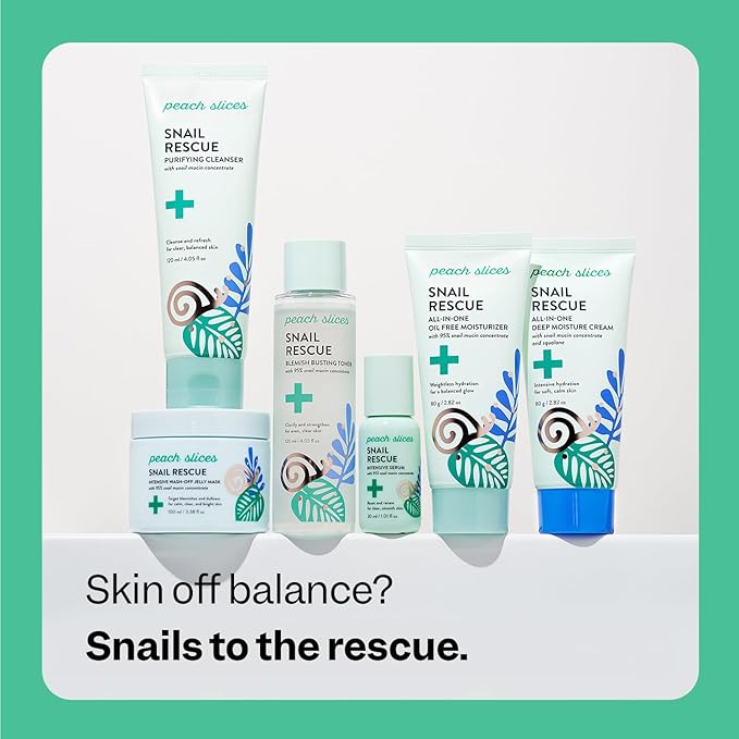 Peach Slices - Snail Rescue Intensive Wash-Off Jelly Mask (3.38 oz) - 95% Snail Mucin Concentrate - Gentle, Clear Skin - Cica, Birch Juice & Licorice - Vegan & Cruelty Free - Korean Skin Care & Beauty