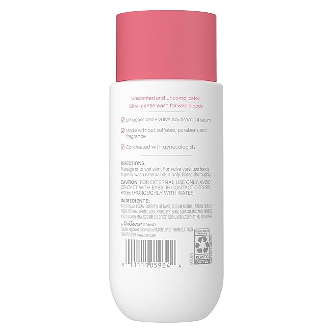 Dove Intimate Wash for Women - Gynecologist Tested Unscented Hydrating pH Optimized Feminine Wash For Sensitive Skin, 8 oz