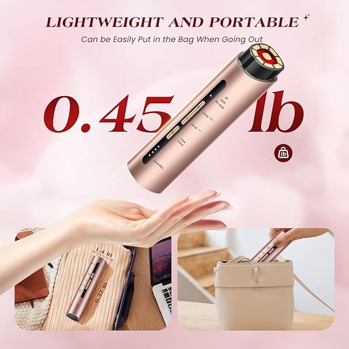 INTEO Microcurren Facial Device, 3 Modes Red Light Therapy for Face and Neck, Skin Care Facial Massager Perfect Gifts for Women Men(Gold)