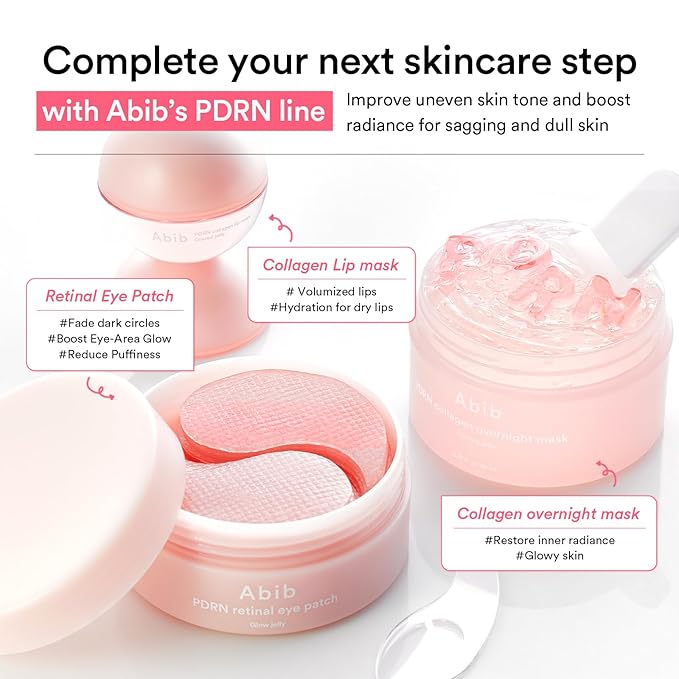 Abib Pink Me Up Pdrn 3 Step Glow Kit | Overnight Firming Jelly Mask, PDRN Retinal Eye patches, PDRN Lip Mask | Korean Skincare Set for Glass Skin, Valentines Day Gifts for Women