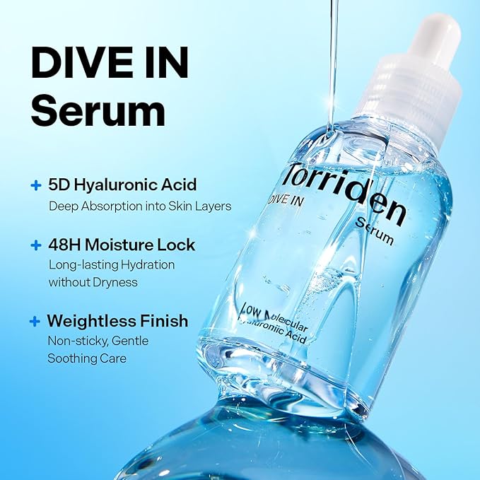 Torriden DIVE IN Serum 1.69 fl oz + refill pouch 1.69 fl oz | Deep Hydration to Get Glow Skin | Hyaluronic Acid, Panthenol, Allantoin | Korean Facial Serum