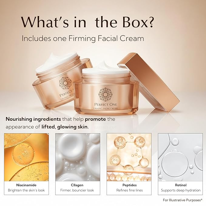 PERFECT ONE Firming Face Cream – Anti-Aging Collagen Moisturizer with Hyaluronic Acid, Niacinamide, and Squalane for firmer, brighter hydrated skin – All-in-One Skin Tightening Facial & Eye Cream, 50g
