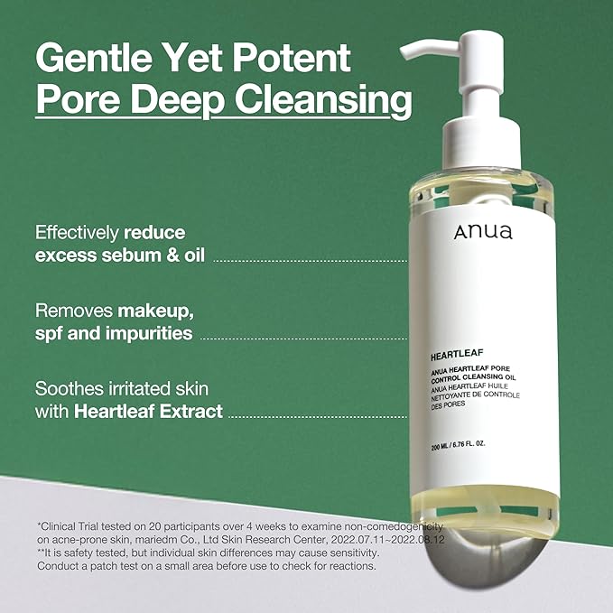 Anua Heartleaf Pore Control Cleansing Oil, Oil Cleanser for Face, Makeup Blackhead Remover, Korean Skin Care 6.76 fl oz(200ml) (original) (Pack of 2)