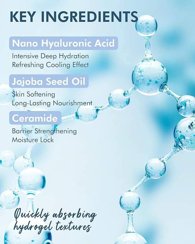 DERMAL Seoul Face Hyaluronic Hydrogel Melting Mask (4 Pack) - Korean Overnight Cooling Gel Face Mask with Ceramide & Nano Hyaluronic Acid - Pore Minimizing & Hydrating Ritual for Glow Skin