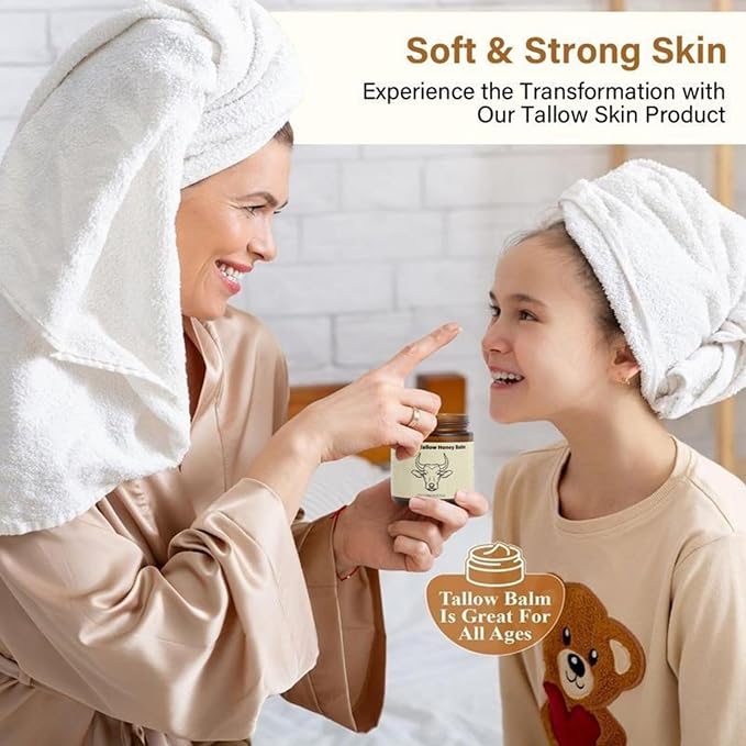 Beef Tallow for Skin - Whipped Moisturizer Balm, Natural Hydrating Cream for Face & Body, Relief for Dry & Sensitive Skin, Tallow Honey Balm (1)