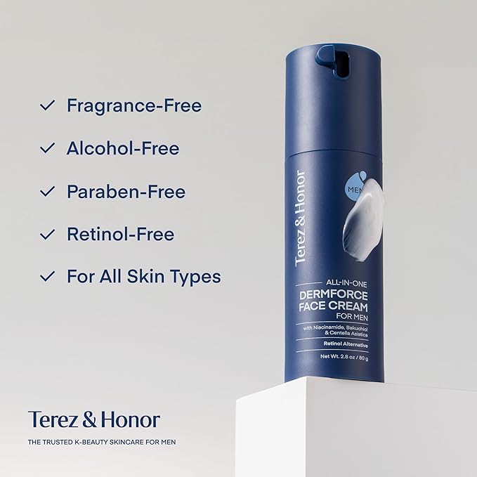 TEREZ & HONOR 6-In-1 Face Cream for Men: Dermforce Anti-Aging Moisturizer Cream with Niacinamide & Bakuchiol - Reduces Wrinkles, Dark Circles & Eye Bags - Made In Korea (2 Pack (5.6 oz) + Original)