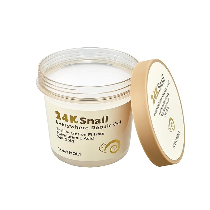 TONYMOLY 24K Snail Everywhere Repair Gel – Moisturizing & Rejuvenating Skincare for Face & Body with Snail Secretion Filtrate, Improves Texture & Elasticity