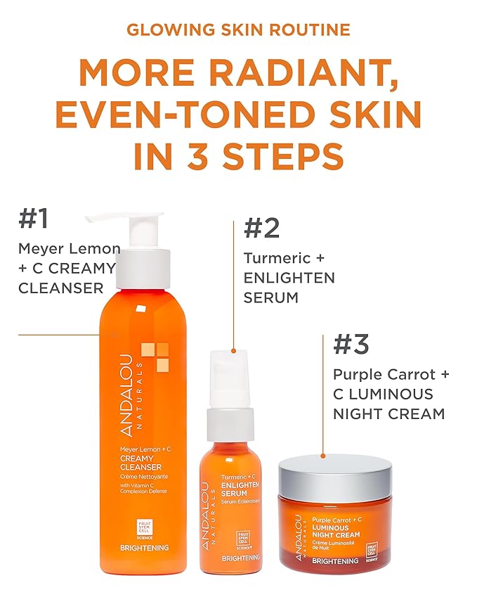 Andalou Naturals Purple Carrot + Vitamin C Luminous Skin Night Cream - Hydrating Face Moisturizer - With Fruit Stem Cell Complex for Radiant Skin - 1.7 fl oz