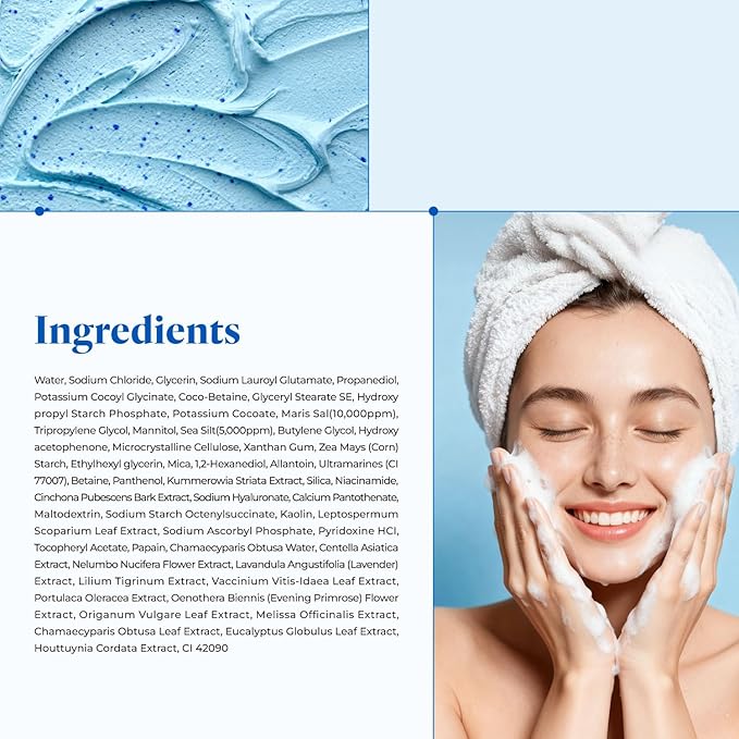 Deep Pore 2-in-1 Exfoliating Cleanser | Korean Hydrating Face Cleanser | Fungal & Hormonal Acne Support | Enzyme & Dead Sea Mud Formula (4.23 fl. oz)