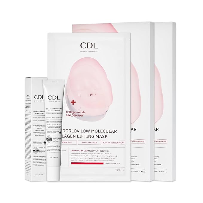 CDL Collagen Duo: Collagen Lifting Mask (10 Sheets) plus Collagen Boosting Cream - Korean Glass Skin Glow Set, Anti-Aging, Firming & Deep Hydrating with CollagenMode Phyto PDRN