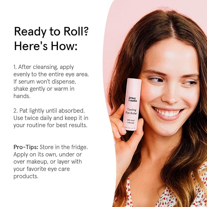 grace & stella Under Eye Brightener with Cooling Metal Rollerball - Ceramide & Caffeine Eye Serum for Puffy Eyes - Travel Size Toiletries - Vegan Skincare (15ml / 0.51floz)
