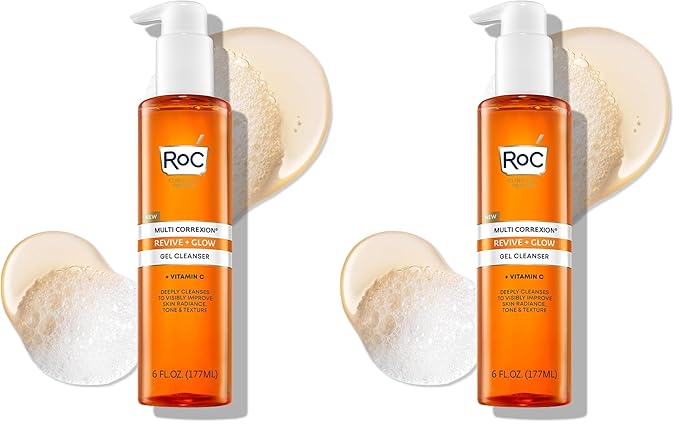 RoC Multi Correxion Revive + Glow Gel Vitamin C Cleanser,Face Wash,Facial Cleanser with Glycolic Acid,Paraben-Free,Sulfate-Free Skin Care - 6 Ounces,(Pack of 2)