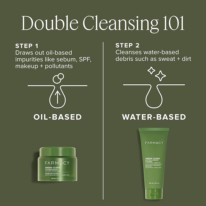 Farmacy Makeup Remover Cleansing Balm - Green Clean Waterproof Makeup Remover Balm + Oil Cleanser for Face - Gently Melts Make Up + SPF - Hydrates + Softens Skin with Super Greens + Papaya (200ml)