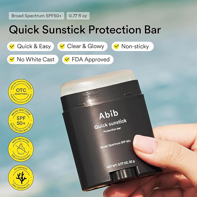 Abib Airy & Quick Sunstick DUO Broad Spectrum SPF50+ 1.58 oz / 45g (Semi-matte & Glowing) | Korean Suncreen Stick Suncare Sunblock, No Whitecast, Protector Solar Barra, Water resistant