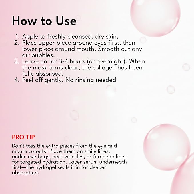 Epielle Deep Hydration BioCollagen Mask 3 Count, Overnight Hydrogel Facial Mask with 500DA Ultra-Low Molecular Collagen, Hyaluronic Acid & Galactomyces Ferment Filtrate, Korean Skin Care (Pack of 2)