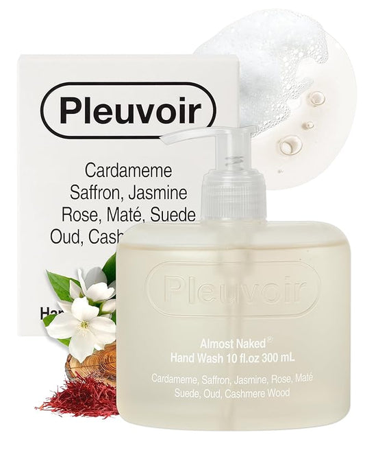 Pleuvoir Almost Naked Luxury Hand Wash - Jasmine Rose Cashmere Wood Scent - Hydrating Liquid Hand Soap with Hyaluronic Acid & Ceramides - Vegan K-Beauty, 10 fl.oz