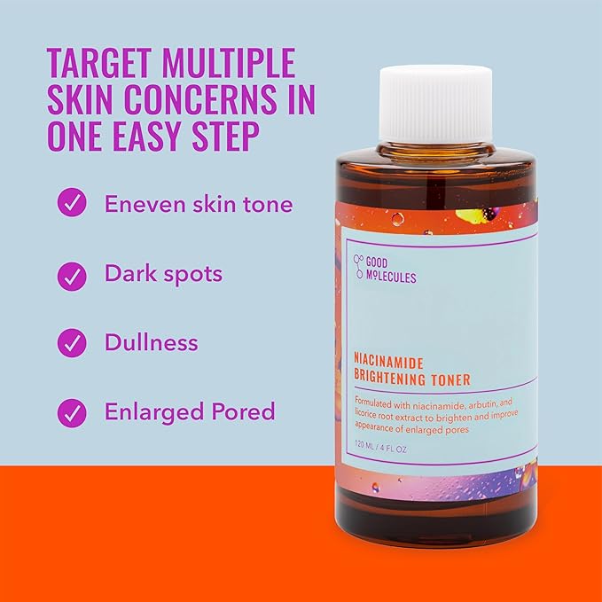 Good Molecules Niacinamide Brightening Toner - Toner for Face with Niacinamide and Arbutin for Skin Tone Balancing- Pore Minimizer, Facial Skin Care