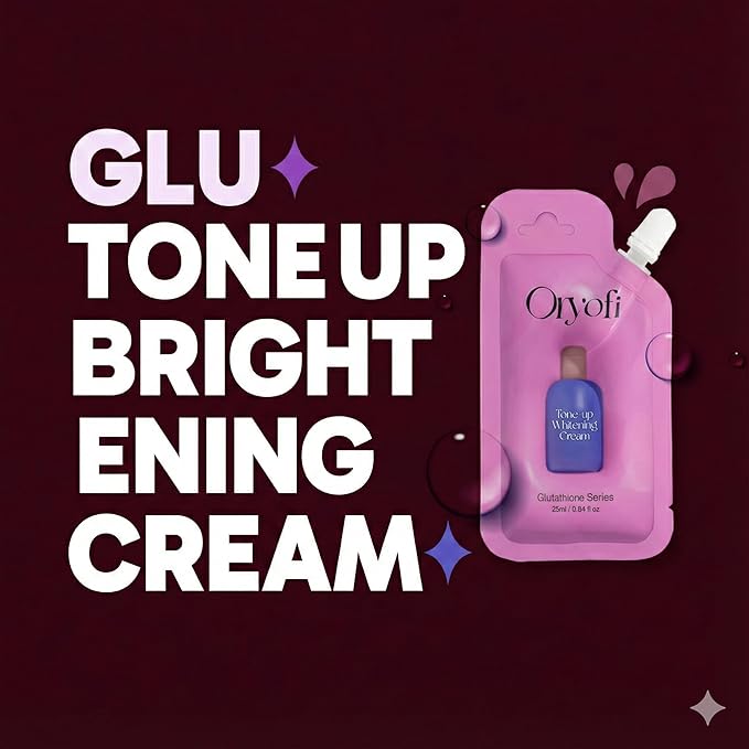 oryofi] Glu Tone Up Cream – Instant Brightening Moisturizer with Glutathione & Niacinamide – Daily Korean Skin Care for Glass Skin Glow, Hydrating Makeup Base, Non-Sticky Face Lotion 0.84oz