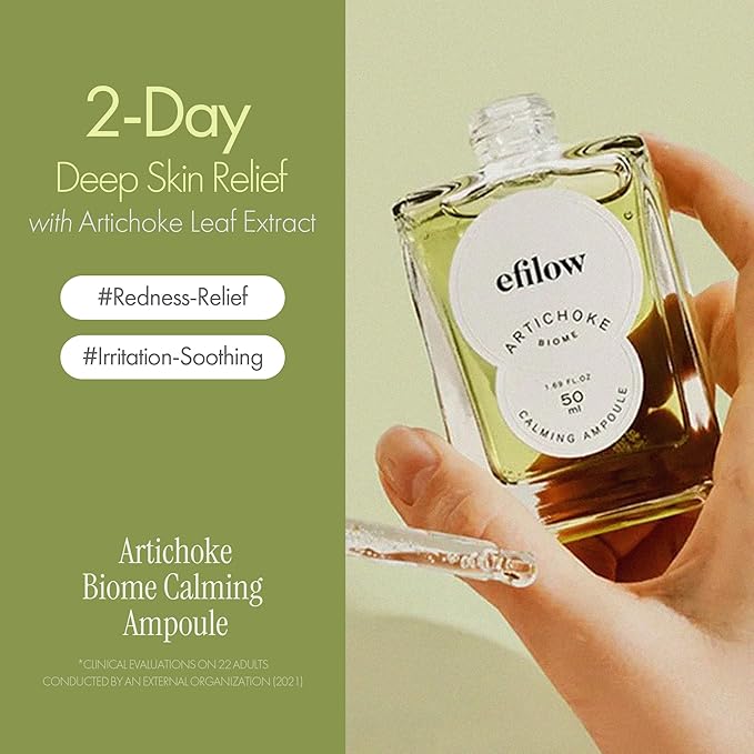 Artichoke Biome Calming Facial Ampoule, Redness-Relief Serum for Sensitive Skin, Soothing Face Hydrator with Artichoke Leaf & Centella Asiatica, Vegan K-Beauty, 1.69 fl oz (50 ml)