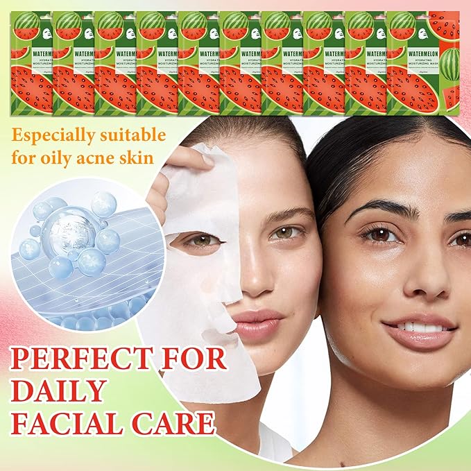 10 Pack Variety Facial Sheet Masks Skin Care Set, Hydrating Bulk Sheet Face Masks Skincare Gifts Set for Women Men, Long Lasting Moisturizing Face Mask Skincare for All Skin Type（A2)