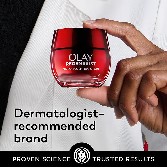 Olay Face Moisturizer, Regenerist Micro-Sculpting Cream for Women, Fragrance-Free - Anti-Aging, Anti-Wrinkle, Firming Skin Care - Triple Collagen Cream, Peptide, Hyaluronic Acid, Niacinamide, 1.7oz