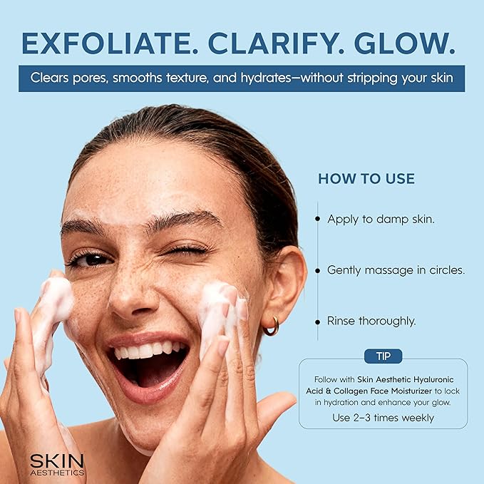 Face Scrub with Hyaluronic & Salicylic Acid – Deep Cleansing, Hydrating & Exfoliating Face Wash For Blackheads & Acne-Prone Skin – Dermatologist Tested, Korean Skin Care – 6.76 Fl Oz