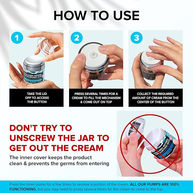 Anti-Aging Face Moisturizer with Retinol, Collagen & Hyaluronic Acid - Made in USA - Moisturizer Face Cream for Women & Men - Firming & Hydrating Neck Cream - Day & Night Skin Care - 2-Pack