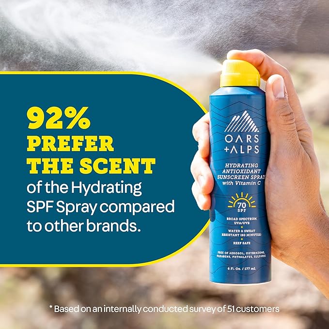 Oars + Alps SPF Face & Body Broad Spectrum Sunscreen Spray | Fast-Absorbing, Lightweight, Non-Greasy, Hawaii Reef Act 104 Compliant, Water-Resistant, Octinoxate + Oxybenzone Free