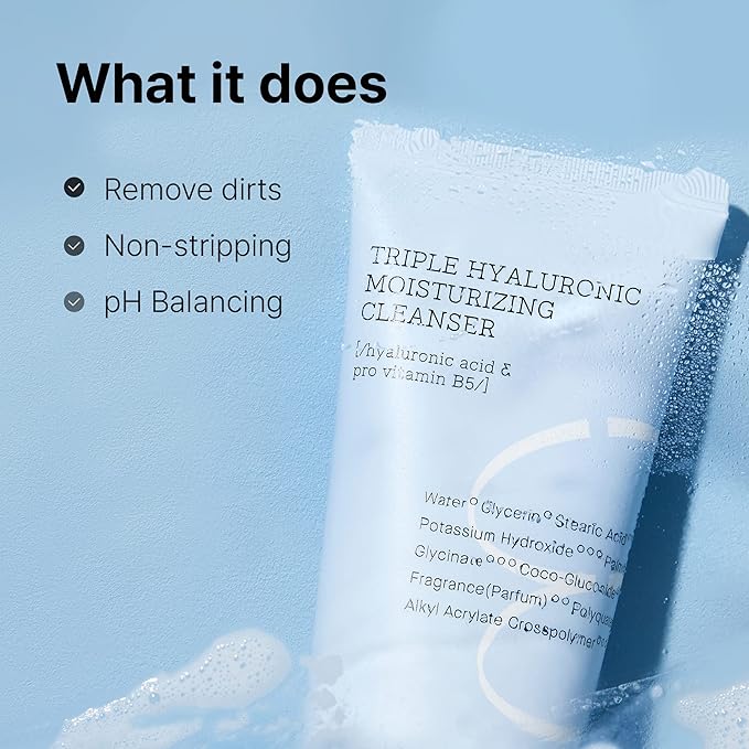 COSRX Hydrium Triple Hyaluronic Moisturizing Cleanser 5.07 fl.oz / 150ml | Daily Cleanser for Dry Skin with Hyaluronic Acid & Vitamin B | Animal Testing Free, Paraben Free, Korean Skin Care