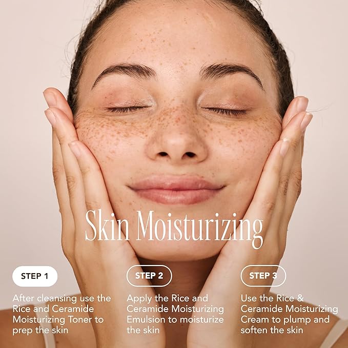 The Face Shop Korean Rice Skincare Duo – Rice Extract Double Hydration Lotion & Moisturizer for Dry to Normal Skin