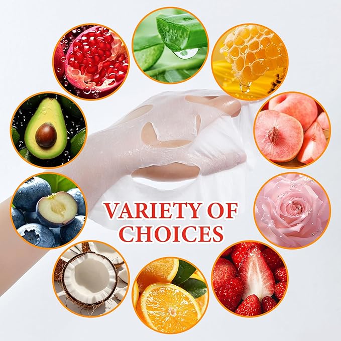 10 Pack Variety Facial Sheet Masks Skin Care Set, Hydrating Bulk Sheet Face Masks Skincare Gifts Set for Women Men, Long Lasting Moisturizing Face Mask Skincare for All Skin Type（C6)