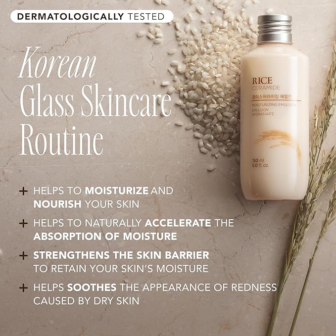 The Face Shop Korean Rice Skincare Duo – Rice Extract Double Hydration Lotion & Moisturizer for Dry to Normal Skin