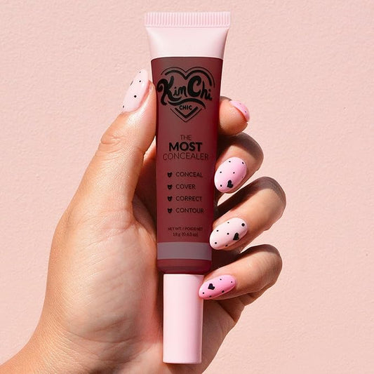 KimChiChic Beauty The Most Concealer | Full Coverage Water Resistant Multi-Use Concealer | Conceal, Correct, Contour & Highlight | Matte Satin Hybrid Finish | Brush Applicator, 0.63 oz, 21-Red