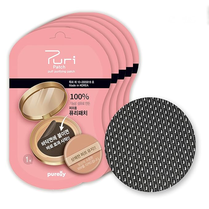 Cushion Puff Protector – 5 Individually Wrapped Copper Stickers for Makeup Puff Hygiene, Reduce Breakouts from Dirty Puffs, K-Beauty Compact Accessory, Daily Skincare Routine Essential