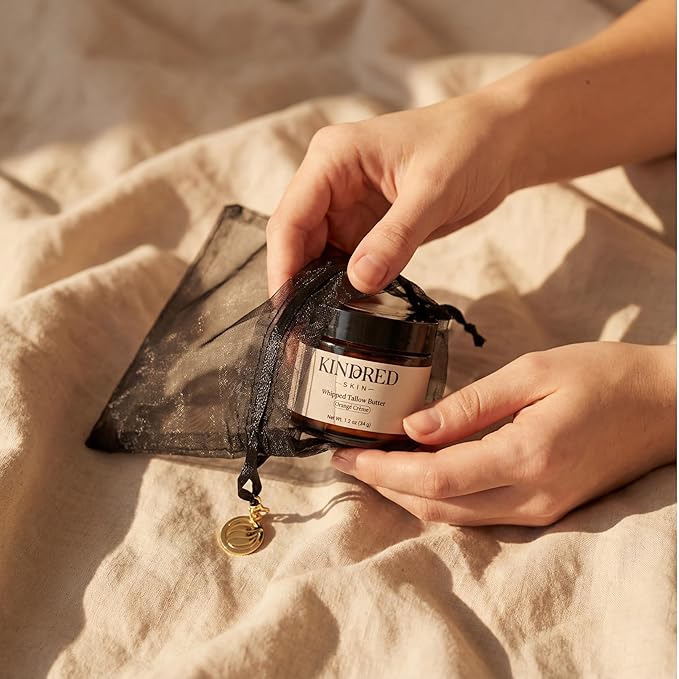 Kindred Skin Whipped Tallow Body Butter – Made with Grass-Fed Beef Tallow – Hydrating Face & Body Moisturizer for Dry, Sensitive Skin – Clean, Non-Greasy Skincare – Orangé Crème, 1.2 oz