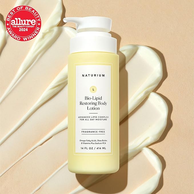 Naturium Bio-Lipid Restoring Moisturizing Body Lotion with Shea Butter, Fragrance Free, 14 oz