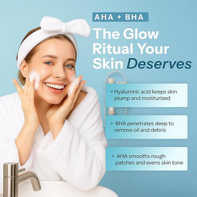 Exfoliating Face Scrub with Hyaluronic Acid & BHA + AHA - Dermatologist Tested, Anti Aging Korean Skin Care - Deeply Cleanses Pores & Smooths Texture - Vegan Clean Beauty - 6.76 Fl Oz