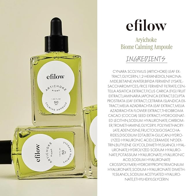 Artichoke Biome Calming Facial Ampoule, Redness-Relief Serum for Sensitive Skin, Soothing Face Hydrator with Artichoke Leaf & Centella Asiatica, Vegan K-Beauty, 1.69 fl oz (50 ml)